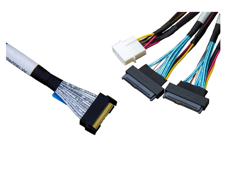 DiliVing 𝐃𝐢𝐋𝐢𝐧𝐤𝐞𝐫 PCIe 5.0 𝐌𝐂𝐈𝐎 x8 to 2*𝐔.𝟐 𝐍𝐕𝐌𝐞 Adapter,𝐒𝐅𝐅-𝐓𝐀-𝟏𝟎𝟏𝟔 74Pin to 2*𝐒𝐅𝐅-𝟖𝟔𝟑𝟗 68Pin Cable with Power, Mini Cooledge IO Cable 80CM - Image 1